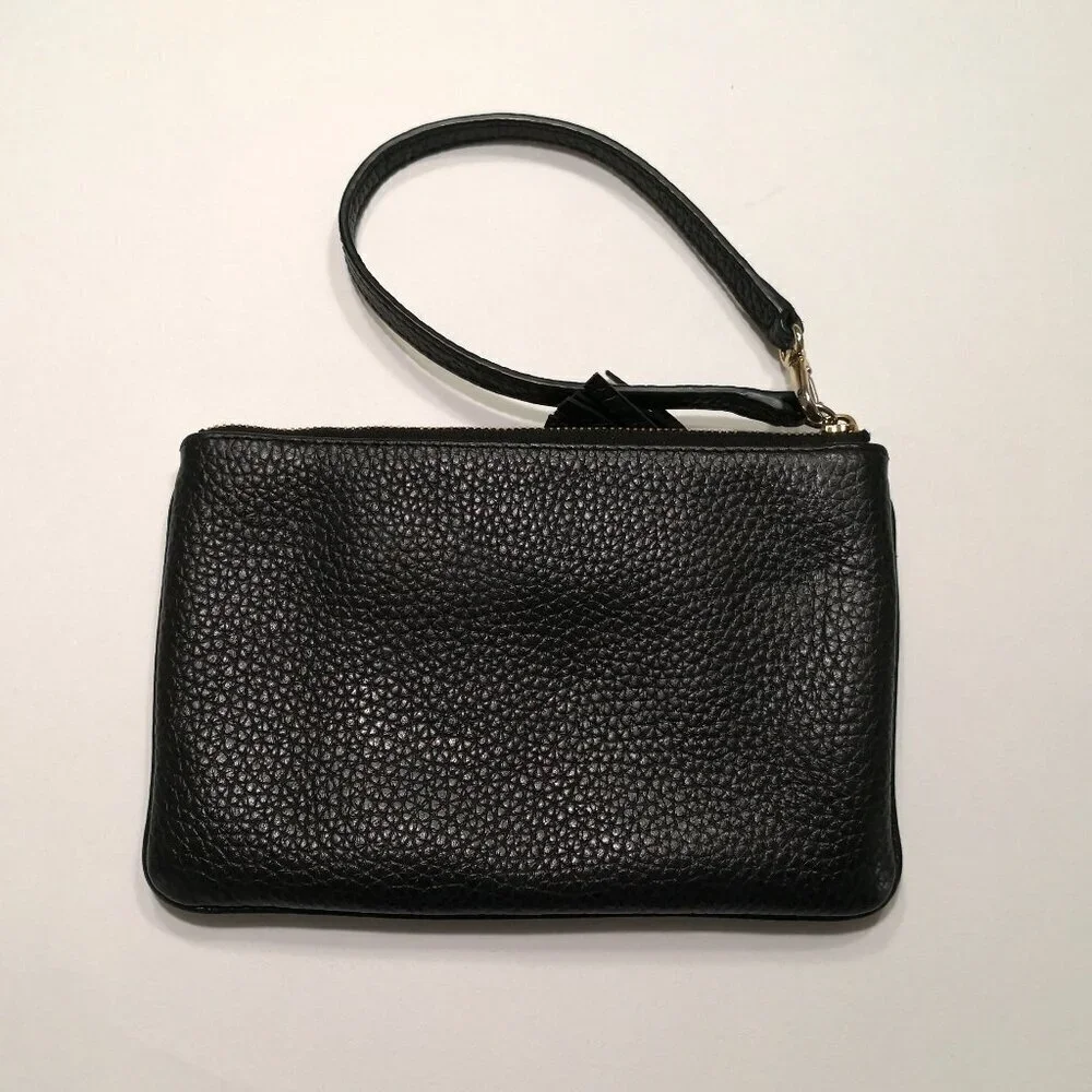 Kate Spade Black Pebble Leather Wristlet 7.5